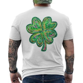 Shamrock Sequin Effect St Patrick's Day Four Leaf Clover Men's T-shirt Back Print - Seseable
