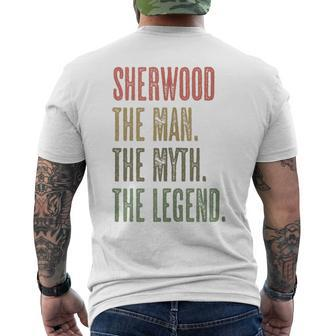 Sherwood The Man The Myth The Legend Boy Name Men's T-shirt Back Print - Seseable