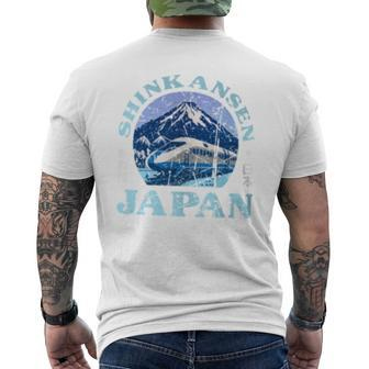 Shinkansen Japanese Bullet Train Japan Mt Fuji Kanji Men's T-shirt Back Print - Monsterry