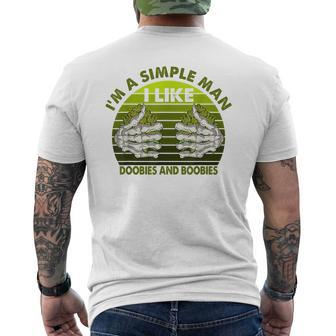 Im Simple Man I Like Doobies And Boobies Weed Smoker Vintage Men's T-shirt Back Print - Monsterry UK