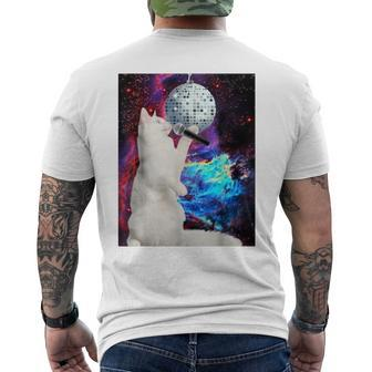 Singing Disco Cat In Space For Cat Lovers Men's T-shirt Back Print - Monsterry DE