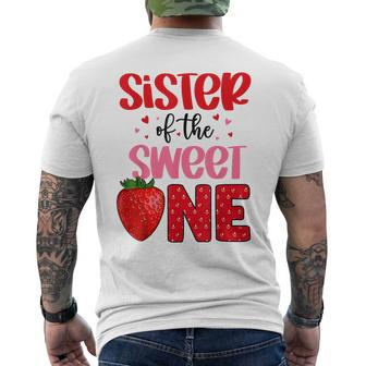 Sister Of The Sweet One Strawberry Birthday Family Party Men's T-shirt Back Print - Seseable