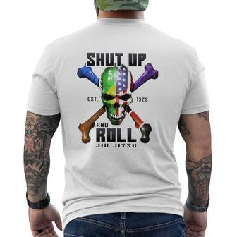 Skull Shut Up And Roll Jiu Jitsu Est 1926 Ver2 Mens Back Print T-shirt | Mazezy