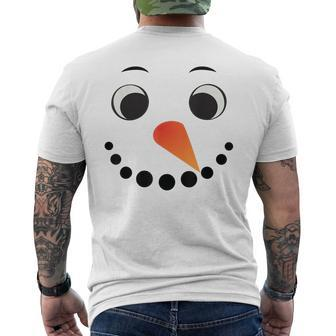 Snowman Face Carrot Nose Christmas Accessories & Outfits Men's T-shirt Back Print - Monsterry