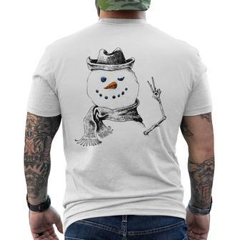 Snowman Peace Sign Christmas Snow Frosty Winter Xmas Men's T-shirt Back Print - Seseable