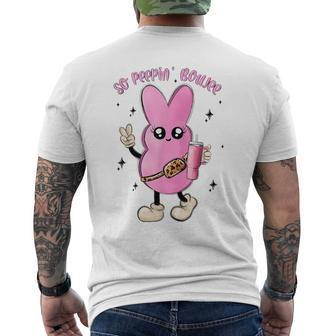 So Peepin's Boujee Retro Pink Style Rabbits Easter Day Men's T-shirt Back Print - Seseable