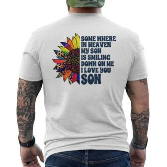 Somewhere In Heaven My Son Is Smiling Down On Me I Love You Men's T-shirt Back Print | Mazezy