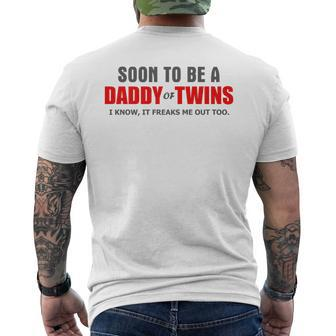 Soon To Be A Daddy Of Twins New Dad Baby Reveal Fathers Day Men's T-shirt Back Print - Thegiftio UK
