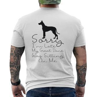 Sorry Im Late My Great Dane Was Sitting On Me Great Dane Mens Back Print T-shirt - Thegiftio UK