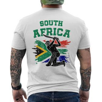 South African Cricket 2024 South African Flag Cricket Fans Men's T-shirt Back Print - Seseable