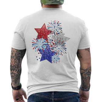 Sparkly 4Th Of July Fireworks Stars Cute 4Th Of July Men's T-shirt Back Print - Monsterry