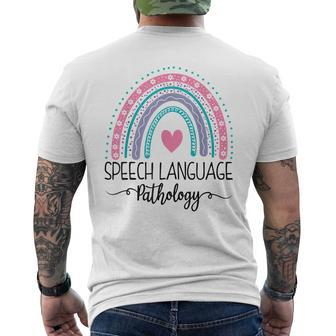 Speech Language Pathologist Rainbow Speech Therapy Slp Mens Back Print T-shirt - Thegiftio UK