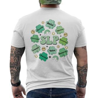Speech Language Pathologist Slp St Patrick's Day Shamrocks Men's T-shirt Back Print - Thegiftio UK