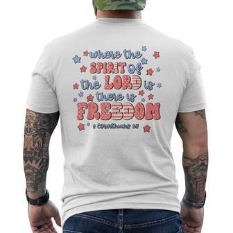 Where The Spirit Of The Lord There Is Freedom Men's T-shirt Back Print - Monsterry AU