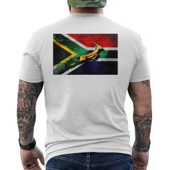 Springbok Bokke South African Flag Vintage Rugby Men's T-shirt Back Print - Monsterry