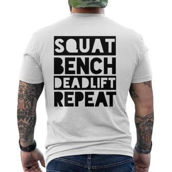 Squat Bench Deadlift Repeat Weight Lifting Gym Mens Back Print T-shirt | Mazezy