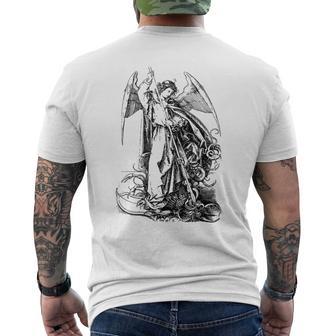 St Michael The Archangel Angel Catholic Men's T-shirt Back Print - Monsterry UK