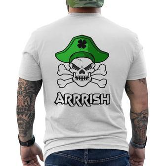 St Patrick's Day Candy Skull Shamrock Irish Pirate Boys Kids Mens Back Print T-shirt | Mazezy