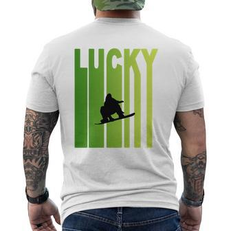 St Patricks Day Lucky Snowboarding Sport Lovers Mens Back Print T-shirt - Thegiftio UK