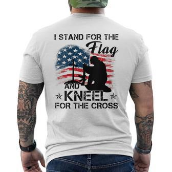 I Stand For The Flag And Kneel For The Cross July 4Th Men's T-shirt Back Print - Monsterry UK