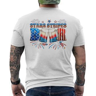 Stars Stripes Beer America Flag 4Th Of July Independence Day Men's T-shirt Back Print - Monsterry AU