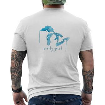 State Of Michigan Watercolor Mitten Great Lakes Men's T-shirt Back Print - Monsterry DE