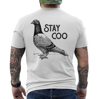 Stay Coo Bird Birding Cool Pigeons Men's T-shirt Back Print - Monsterry