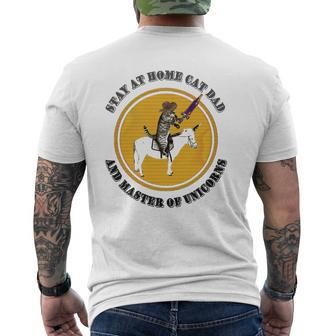 Stay At Home Cat Dad And Unicorn Master Mens Back Print T-shirt | Mazezy