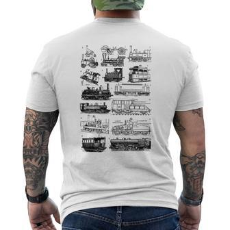 Steam Engine Train Steam Train Locomotive Vintage Chart Men's T-shirt Back Print - Monsterry DE