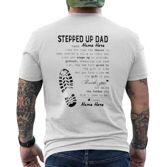 Stepped Up Dad Father's Day Thank You For Being The Father You Didn't Have To Be Shoe Print Mens Back Print T-shirt | Mazezy AU