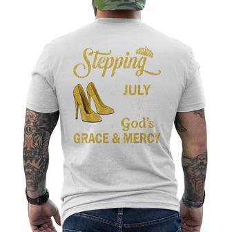 Stepping Into My July Birthday With God's Grace & Mercy Men's T-shirt Back Print - Monsterry