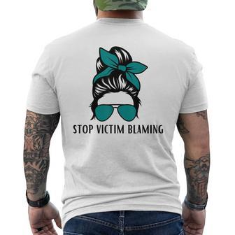 Stop Victim Blaming Sexual Assault Awareness Month Men's T-shirt Back Print - Monsterry AU