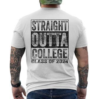 Straight Outta College Class Of 2024 Graduation Men's T-shirt Back Print - Monsterry AU