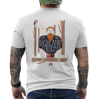 Strongman Barbell Scottish Kilt Scotland Athlete Log Vintage Men's T-shirt Back Print - Monsterry