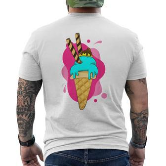 Summer Dessert Ice Cream Cone Waffle Ice Cream S T-Shirt mit Rückendruck - Seseable