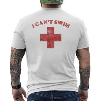 Summer Humor Pool Lifeguard I Cant Swim Men's T-shirt Back Print - Monsterry