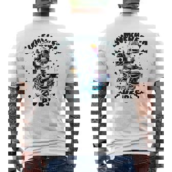 Summerween Vibes Skeleton Ice Cream Summer Vacation Men's T-shirt Back Print | Mazezy