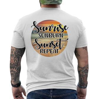 Sunrise Sunburn Sunset Repeat Beach Summer Vacation Men's T-shirt Back Print - Monsterry AU