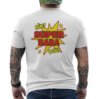Super Baba Super Power Grandfather Dad Mens Back Print T-shirt | Mazezy