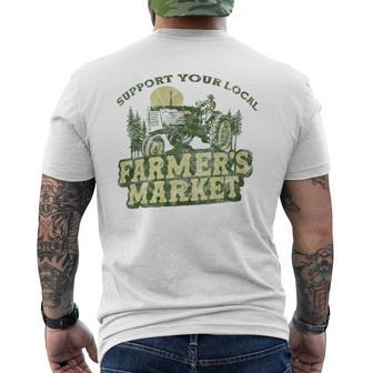 Support Your Local Farmers Market Vintage Tractor Retro Men's T-shirt Back Print - Monsterry DE