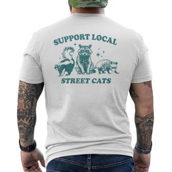 Support-Local-Street-Cat Vintage Raccoon Opossum Skunk Men's T-shirt Back Print | Mazezy CA