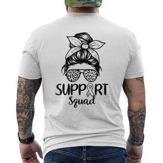 Support Squad Lung Cancer Awareness White Ribbon Women Men's T-shirt Back Print | Mazezy