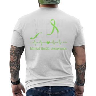 Support Squad Mental Health Awareness Green Ribbon Women Men's T-shirt Back Print - Seseable