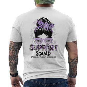 Support Squad Messy Bun Periwinkle Ribbon Stomach Cancer Mens Back Print T-shirt - Thegiftio UK