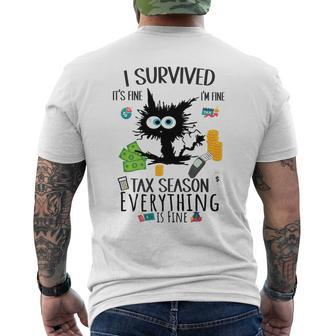 I Survived It’S Fine I’M Fine Tax Season Everything Is Fine Men's T-shirt Back Print - Monsterry