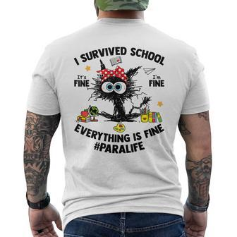 I Survived School Para Life Everything Is Fine Cat Men's T-shirt Back Print | Mazezy CA