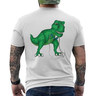 T-Rex Hates Jump Rope Cute Love Dinosaurs Gym Mens Back Print T-shirt | Mazezy