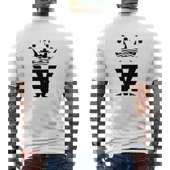 T-shirt imprimé au dos Blanc Couronne Royale & Lettre W, Style Monogramme - Cadeauxyz