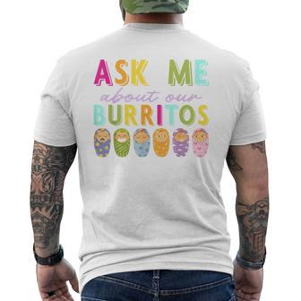 Taco Burrito Infant Care Mexican Food Quesadilla Burrito Men's T-shirt Back Print | Mazezy
