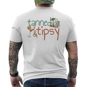 Tanned And Tipsy Summer Cocktail Beach Vintage Men's T-shirt Back Print - Monsterry
